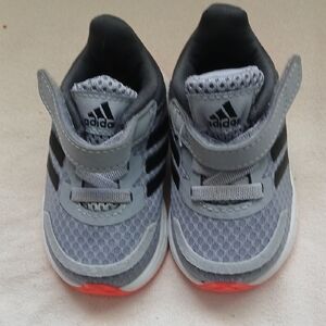 New Adidas Kids Sneakers in Gray and Black with Red Accents